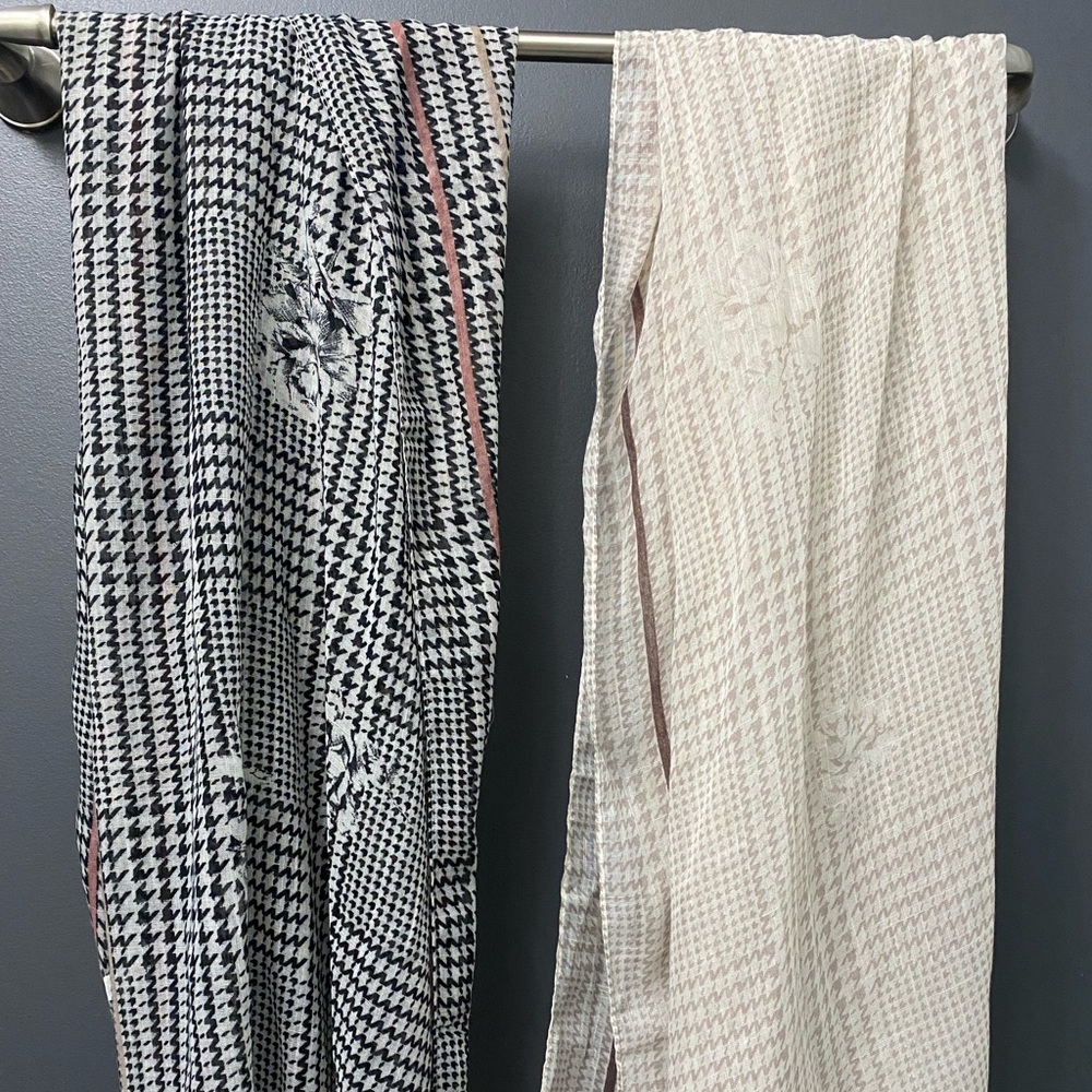 Matching black and white rose scarves